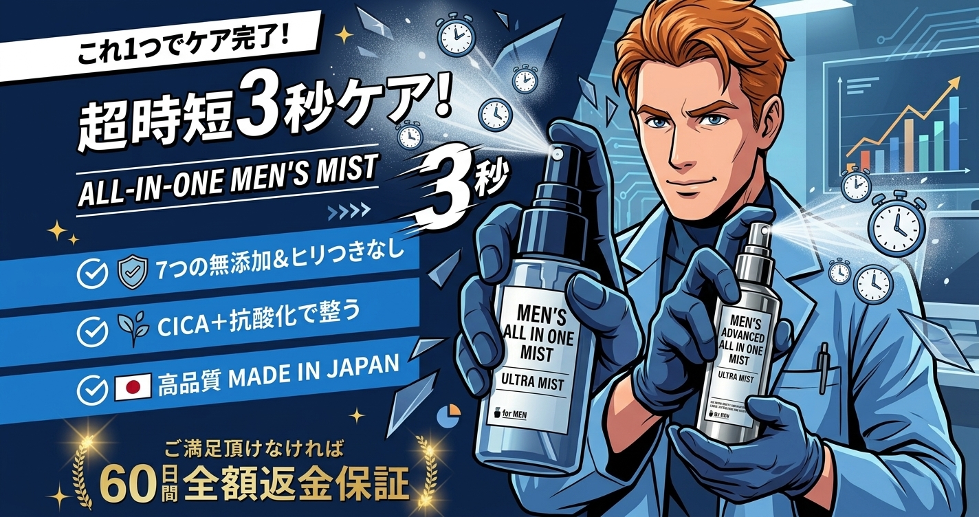 NULL オールインワンミストは1本5役!たった3秒の男の時短スキンケアを徹底解説