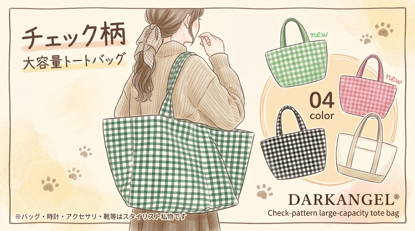 Dark Angel チェック柄大容量トートバッグを徹底レビュー