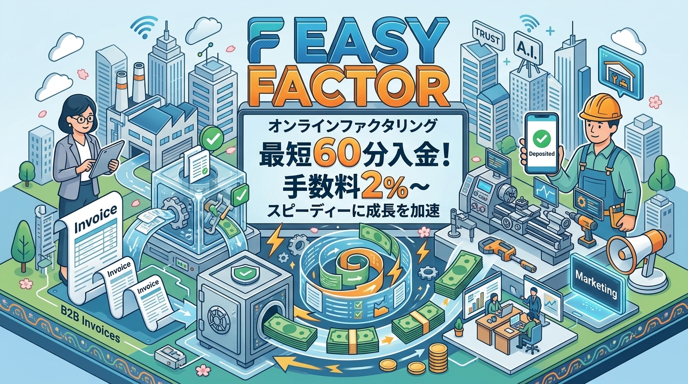 Easy factorは最短60分入金！手数料2%〜のオンラインファクタリング